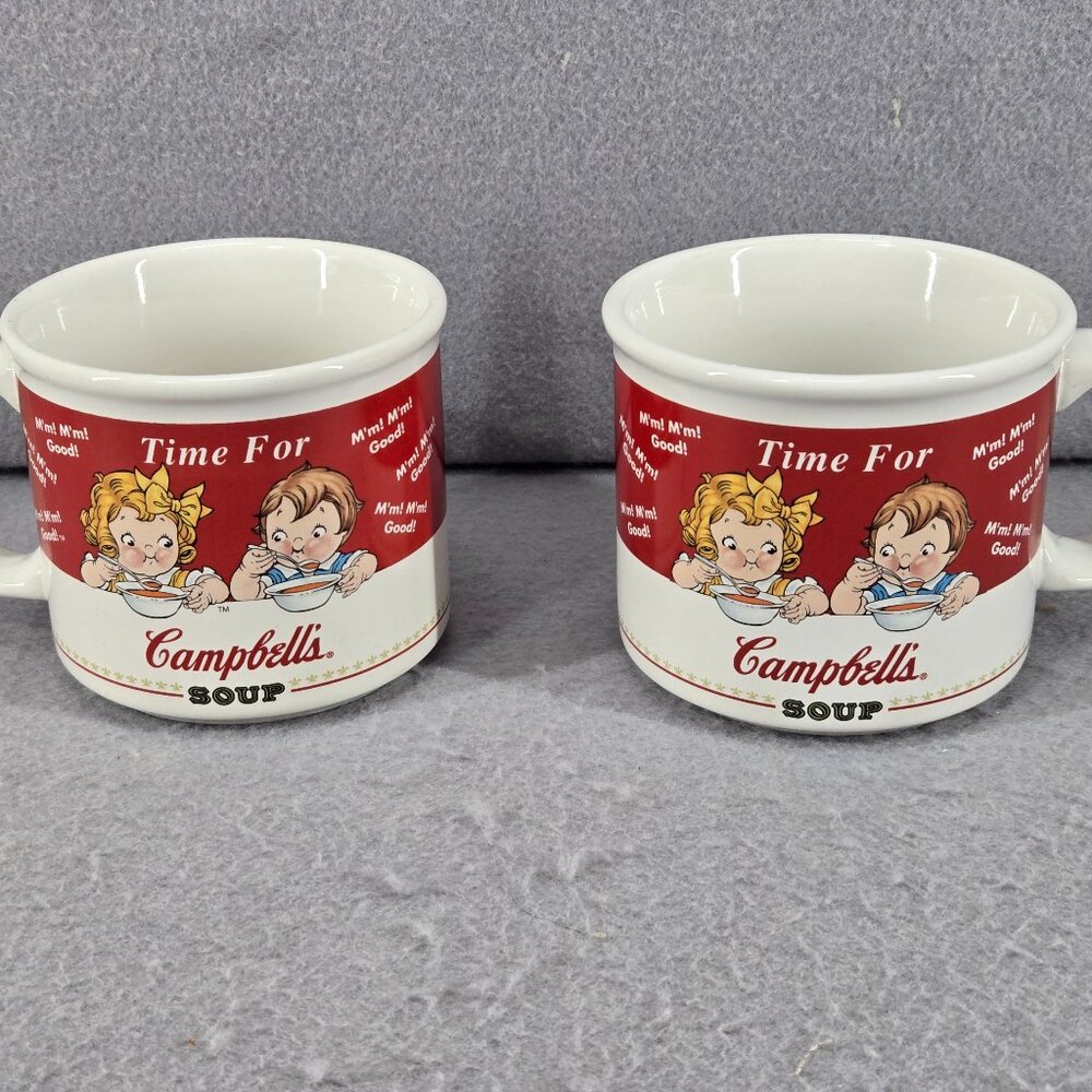 Vintage 1998 Time For Campbell's Soup, 14 oz Coffee Mugs, Set Of 2